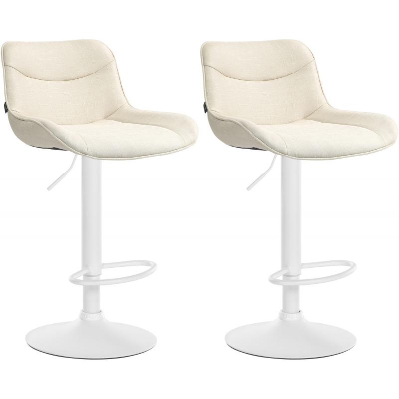 2er Set Barhocker HLO-CP304 Stoff wei ~ creme