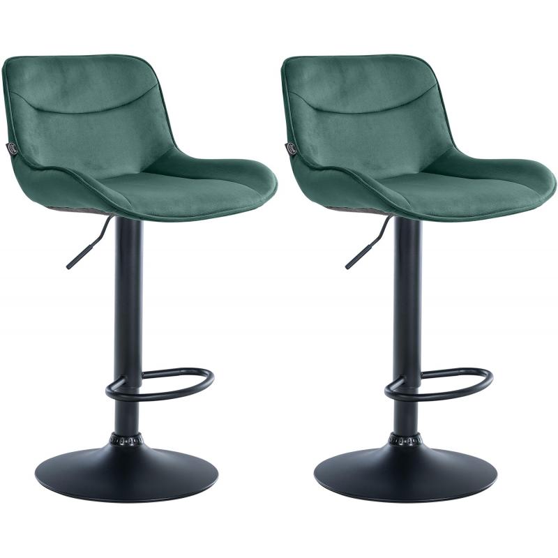 2er Set Barhocker HLO-CP303 Samt schwarz ~ grn