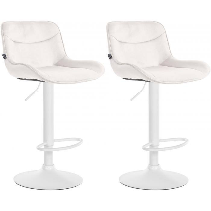 2er Set Barhocker HLO-CP303 Samt wei ~ creme