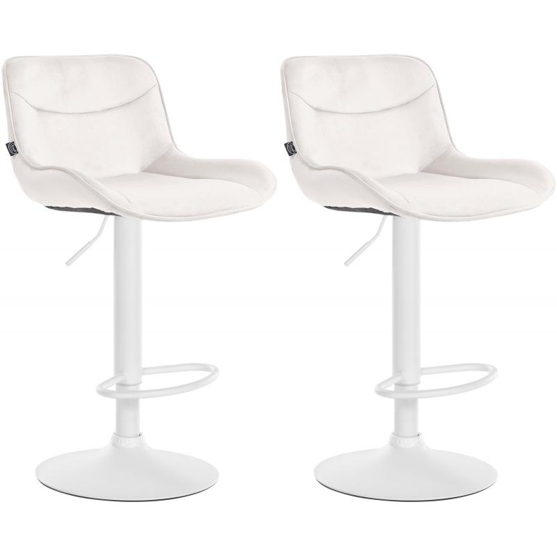 2er Set Barhocker HLO-CP303 Samt wei ~ creme