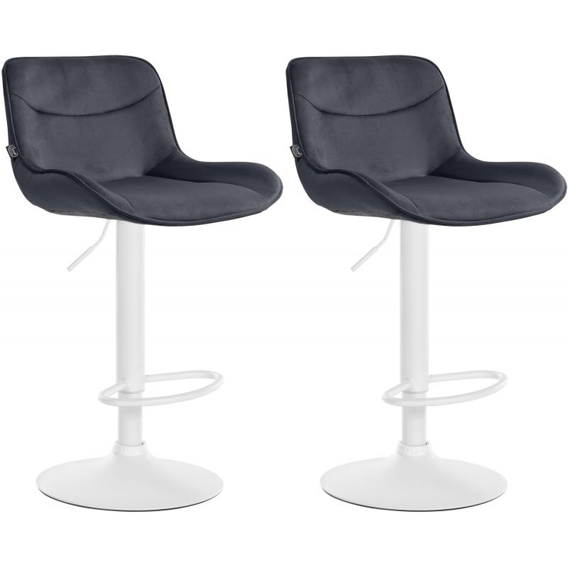2er Set Barhocker HLO-CP303 Samt wei ~ schwarz