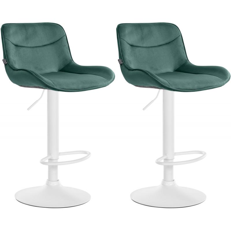 2er Set Barhocker HLO-CP303 Samt wei ~ grn