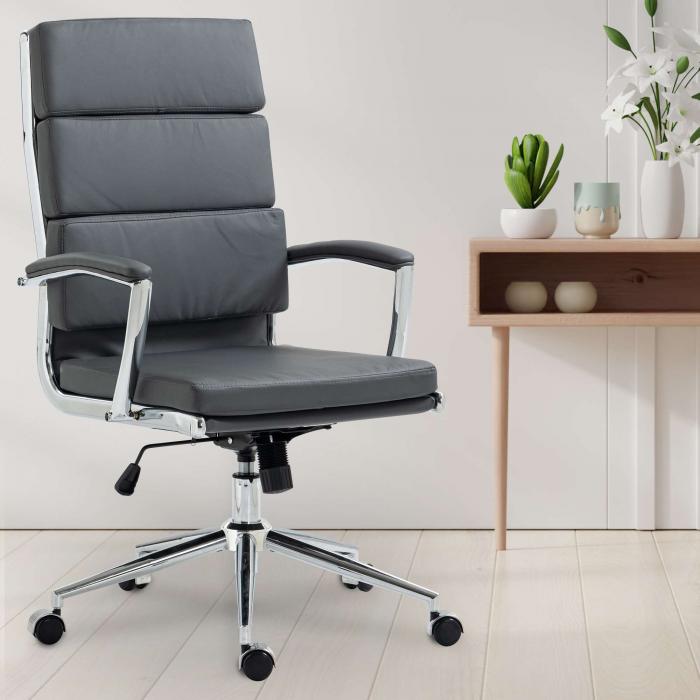 Brostuhl HLO-CP168 Kunstleder ~ grau