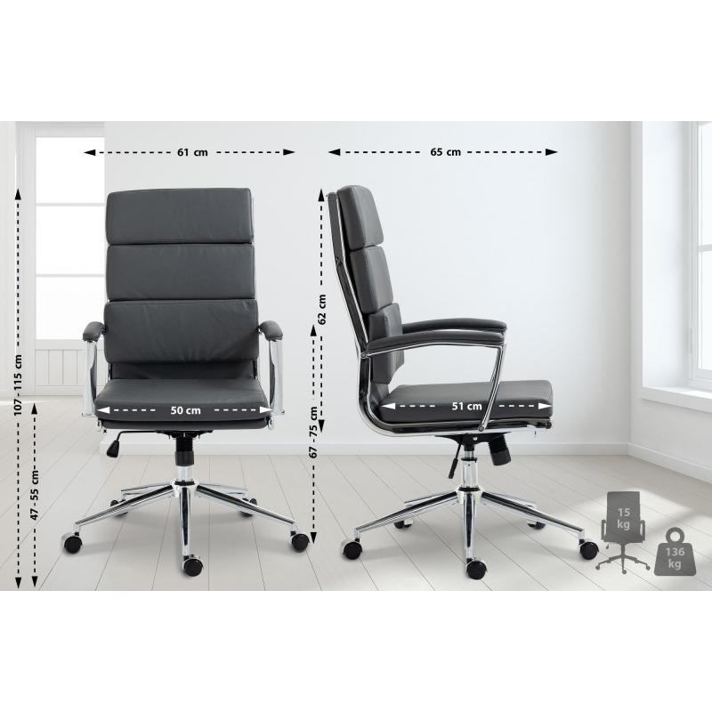 Brostuhl HLO-CP168 Kunstleder ~ grau