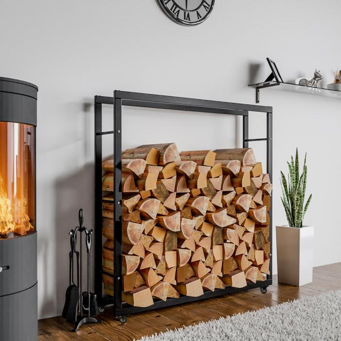 Kaminholzstnder HLO-CP116 mit Rollen 25x150x150 ~ schwarz