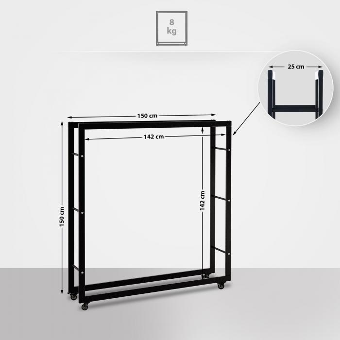 Kaminholzstnder HLO-CP116 mit Rollen 25x150x150 ~ schwarz