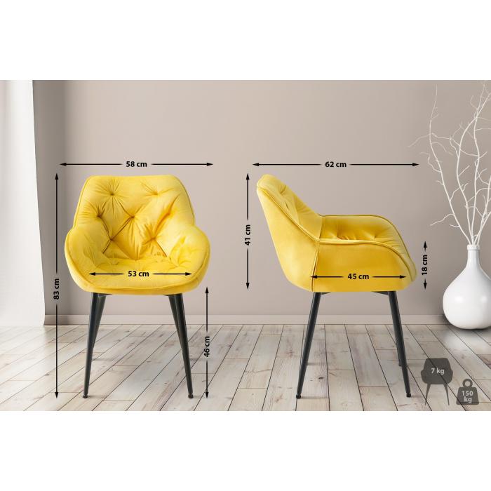 2er Set Stuhl HLO-CP24 Samt ~ gelb