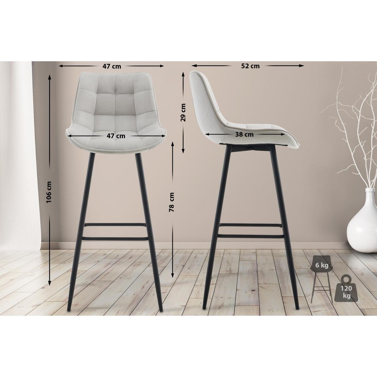 2er Set Barhocker HLO-CP249 Samt ~ grau
