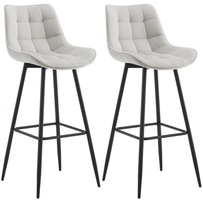 2er Set Barhocker HLO-CP249 Samt ~ grau