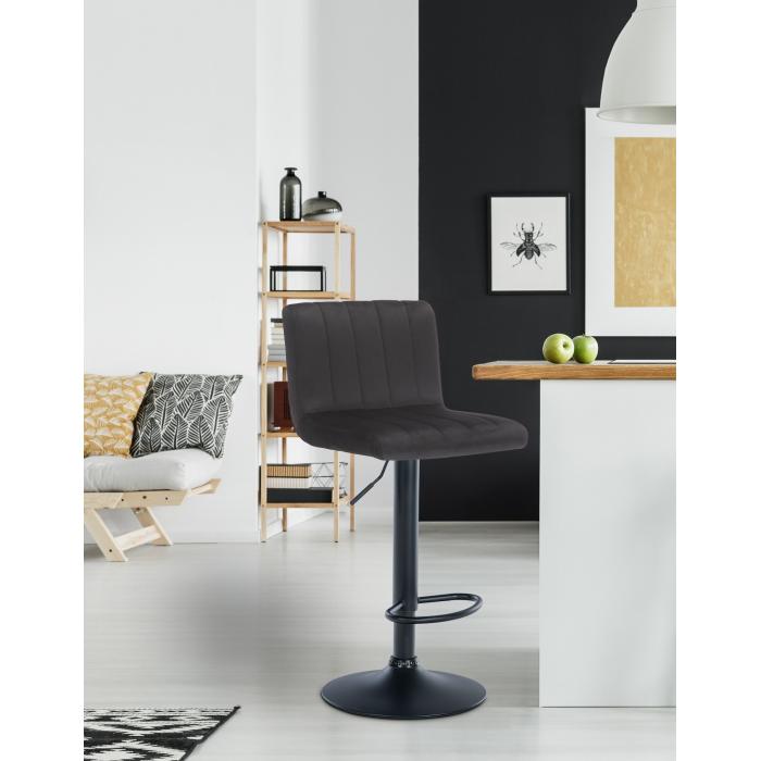 Barhocker HLO-CP231 Samt ~ schwarz