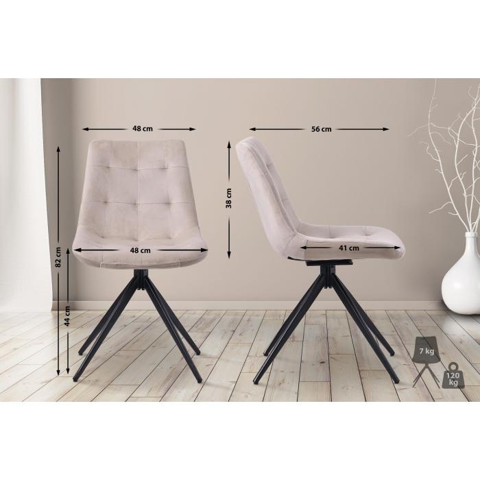 Esszimmerstuhl HLO-CP121 Samt ~ creme