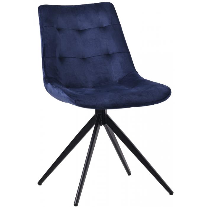 Esszimmerstuhl HLO-CP121 Samt ~ dunkelblau