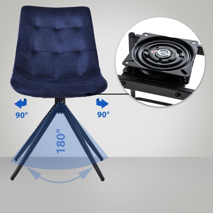 Esszimmerstuhl HLO-CP121 Samt ~ dunkelblau