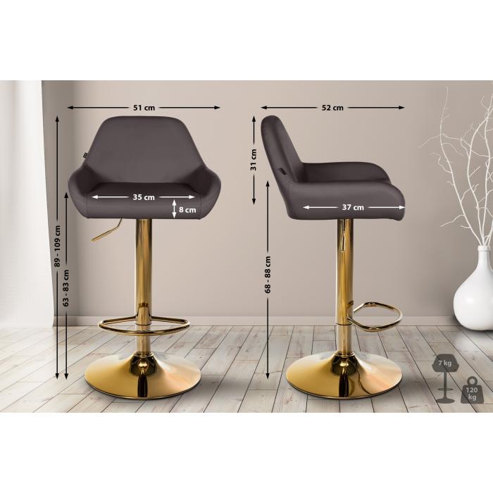 Barhocker HLO-CP8 Gold Kunstleder ~ braun