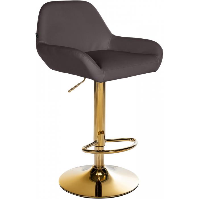 Barhocker HLO-CP8 Gold Kunstleder ~ braun
