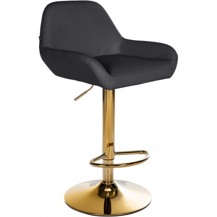 Barhocker HLO-CP8 Gold Kunstleder ~ schwarz