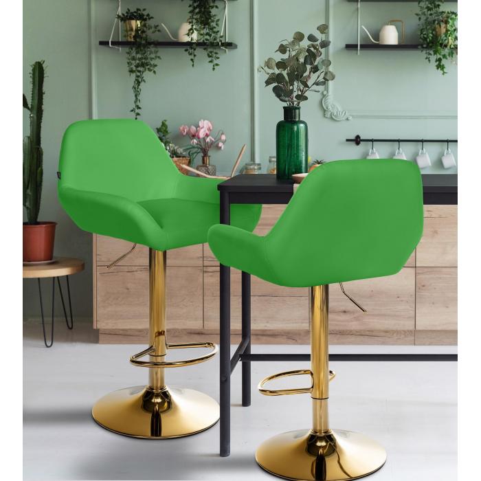 2er Set Barhocker HLO-CP8 Gold Kunstleder ~ grn