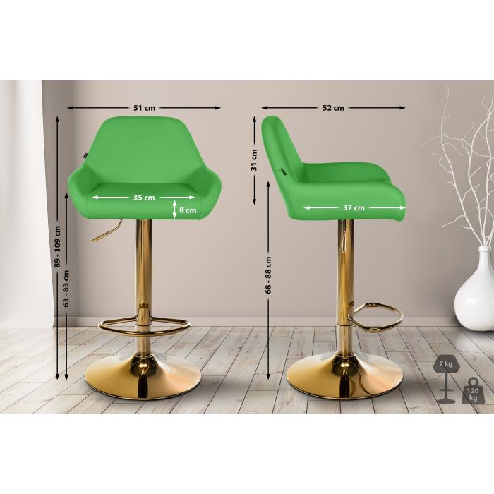 2er Set Barhocker HLO-CP8 Gold Kunstleder ~ grn