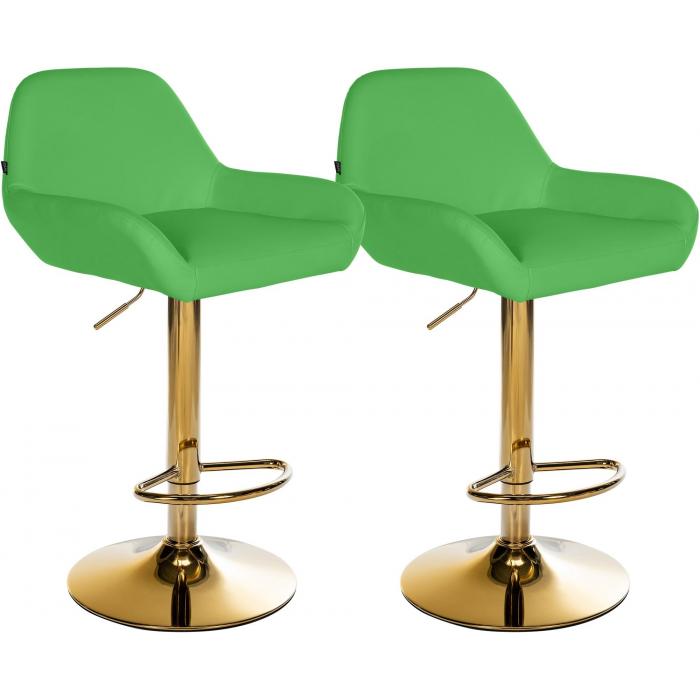 2er Set Barhocker HLO-CP8 Gold Kunstleder ~ grn