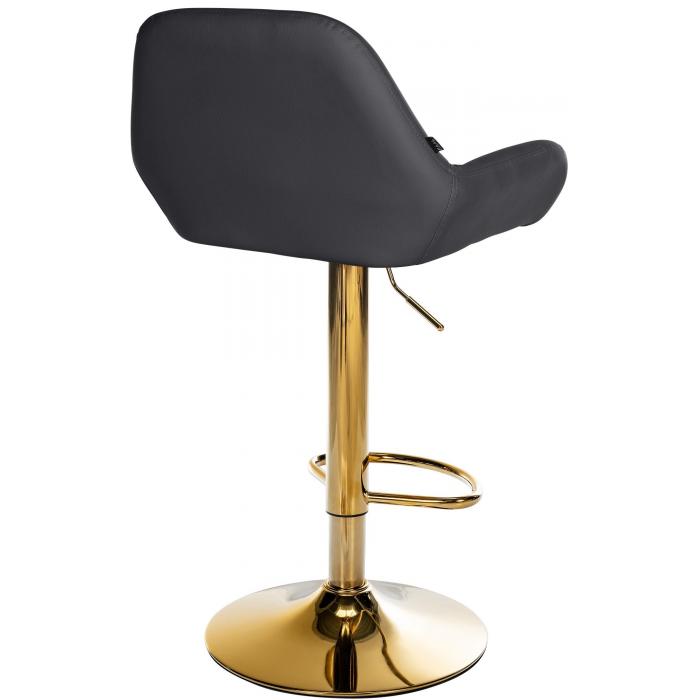 2er Set Barhocker HLO-CP8 Gold Kunstleder ~ schwarz