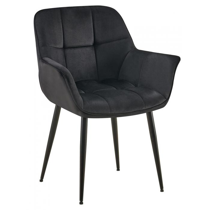 Esszimmerstuhl HLO-CP127 Samt ~ schwarz