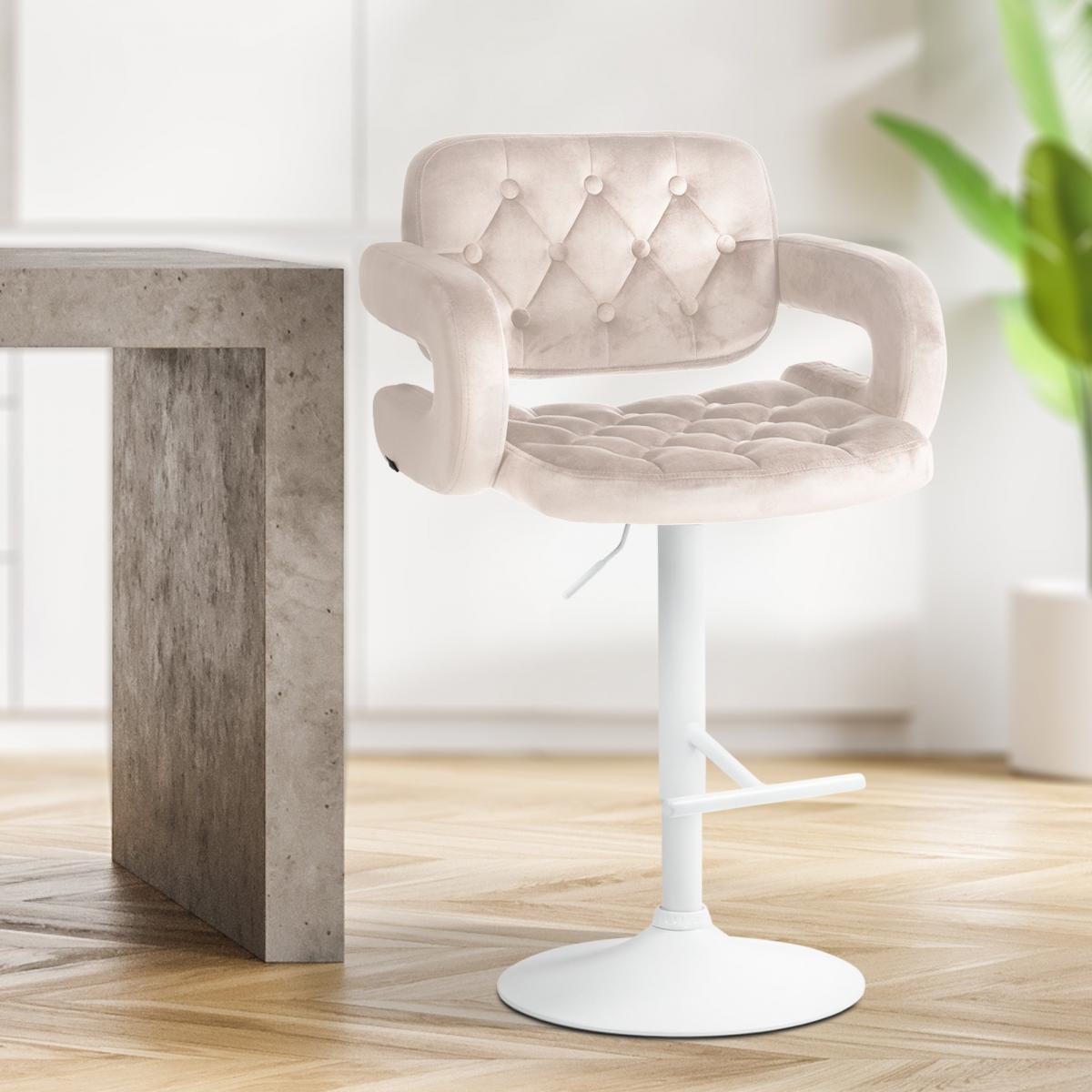 Barhocker HLO-CP314 Samt wei ~ creme