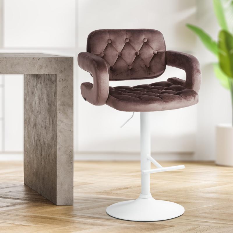 Barhocker HLO-CP314 Samt wei ~ braun
