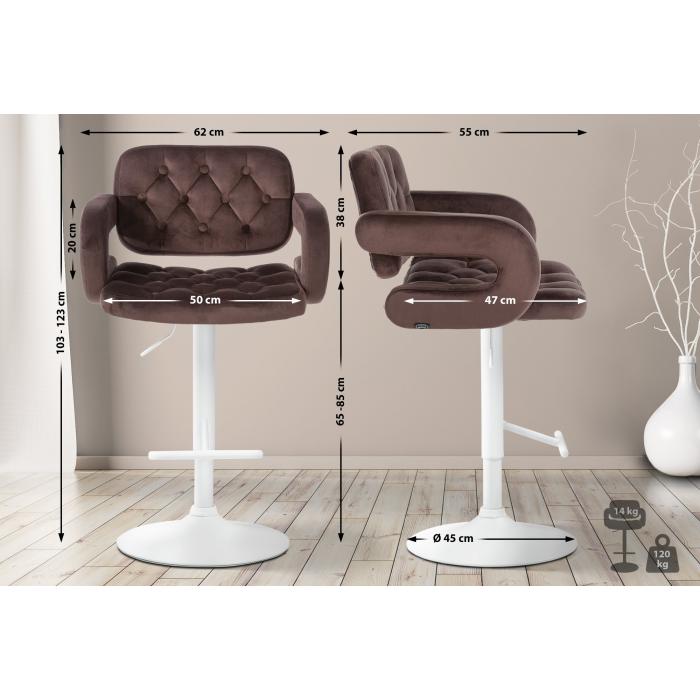 Barhocker HLO-CP314 Samt wei ~ braun