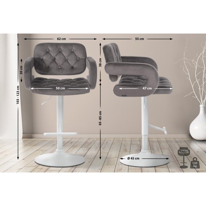 Barhocker HLO-CP314 Samt wei ~ grau