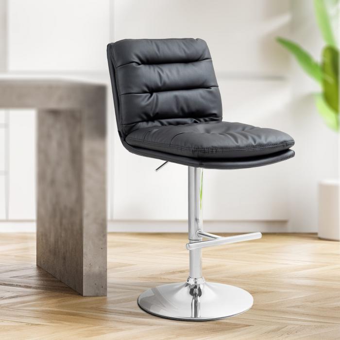 Barhocker HLO-CP246 Kunstleder chrom ~ schwarz