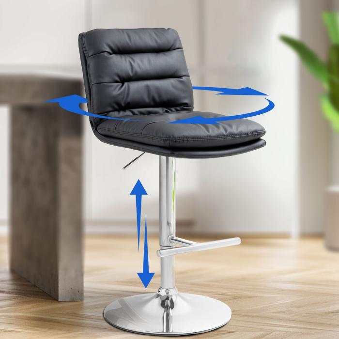 Barhocker HLO-CP246 Kunstleder chrom ~ schwarz