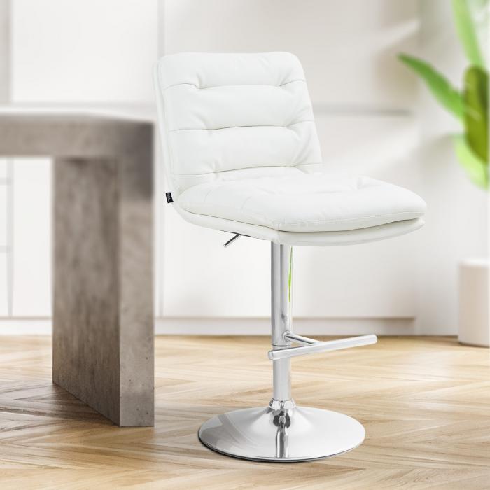 Barhocker HLO-CP246 Kunstleder chrom ~ wei