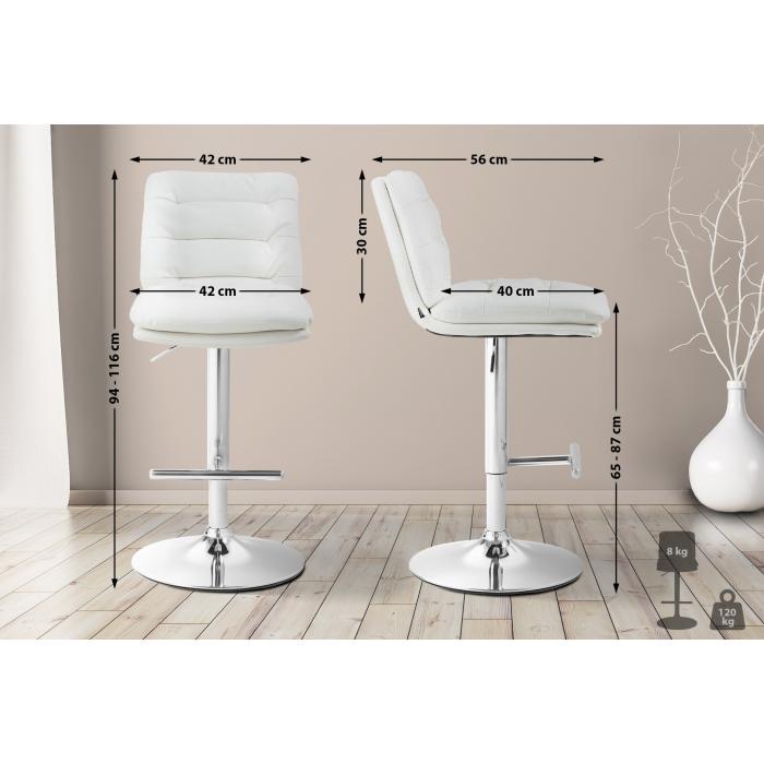 Barhocker HLO-CP246 Kunstleder chrom ~ wei
