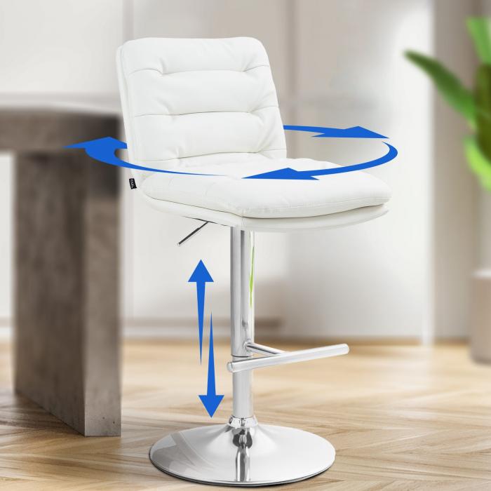 Barhocker HLO-CP246 Kunstleder chrom ~ wei