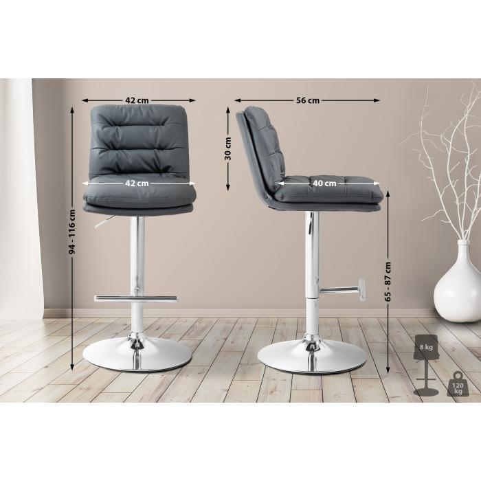 Barhocker HLO-CP246 Kunstleder chrom ~ grau