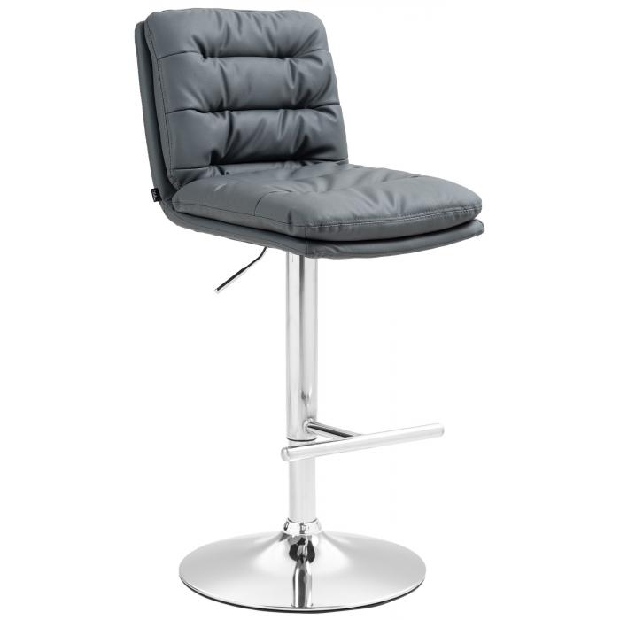 Barhocker HLO-CP246 Kunstleder chrom ~ grau