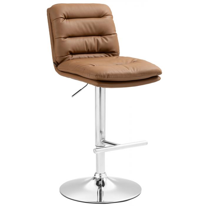 Barhocker HLO-CP246 Kunstleder chrom ~ hellbraun