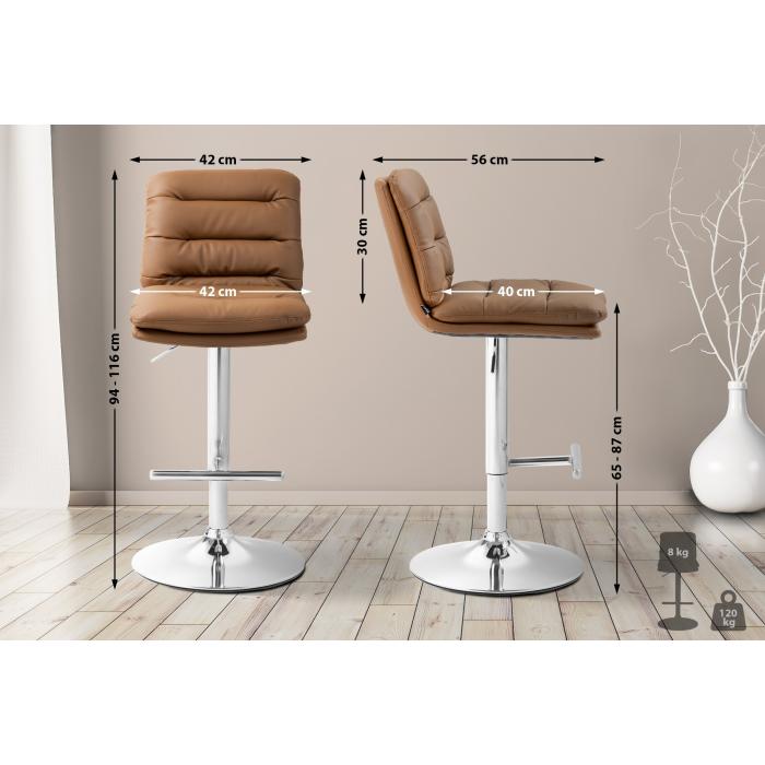 Barhocker HLO-CP246 Kunstleder chrom ~ hellbraun