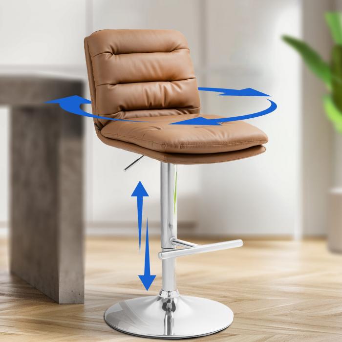Barhocker HLO-CP246 Kunstleder chrom ~ hellbraun