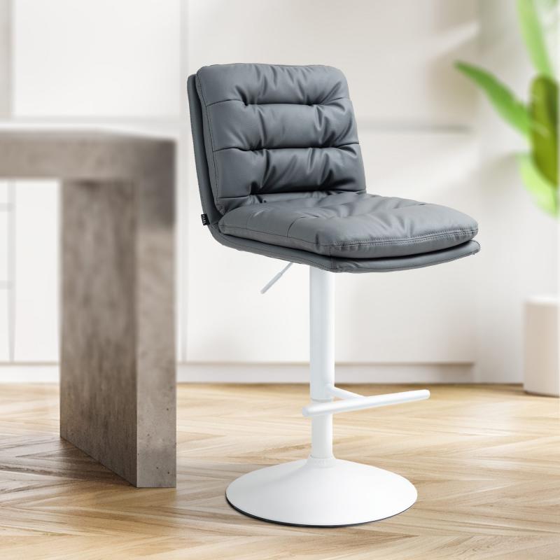 Barhocker HLO-CP246 Kunstleder wei ~ grau