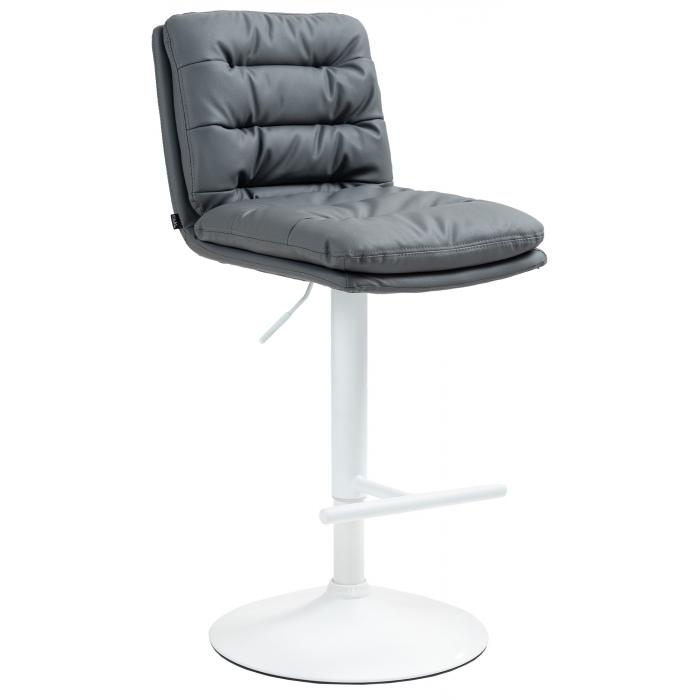 Barhocker HLO-CP246 Kunstleder wei ~ grau