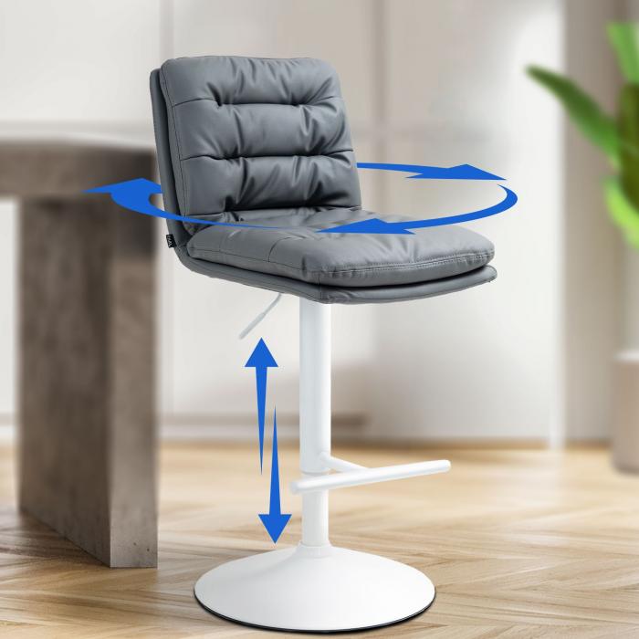 Barhocker HLO-CP246 Kunstleder wei ~ grau