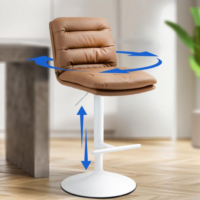Barhocker HLO-CP246 Kunstleder wei ~ hellbraun