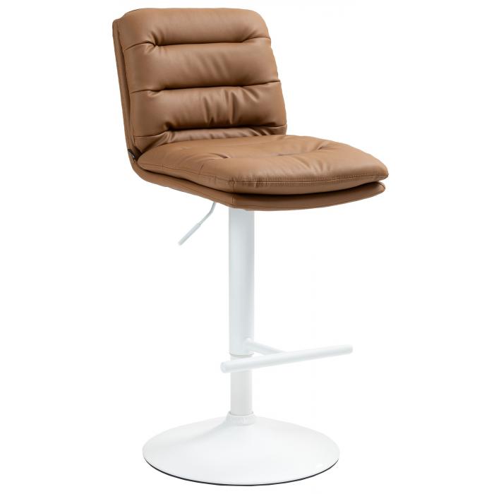 Barhocker HLO-CP246 Kunstleder wei ~ hellbraun