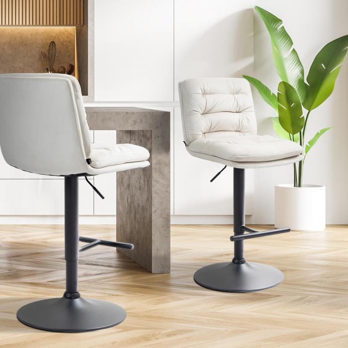Barhocker HLO-CP247 Samt schwarz ~ creme