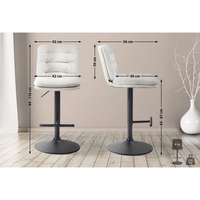 Barhocker HLO-CP247 Samt schwarz ~ creme