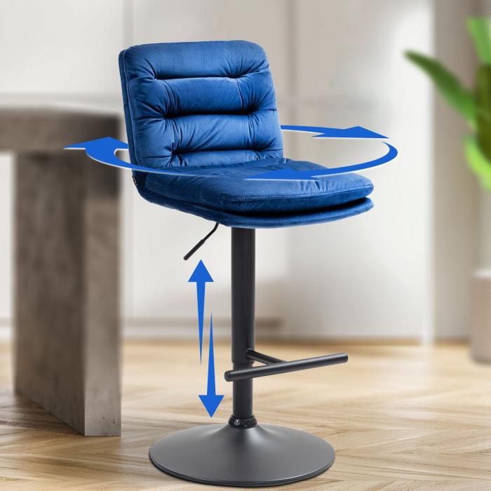 Barhocker HLO-CP247 Samt schwarz ~ blau