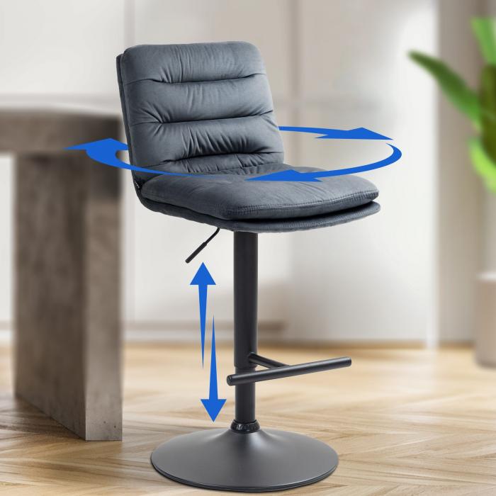 Barhocker HLO-CP247 Samt schwarz ~ dunkelgrau