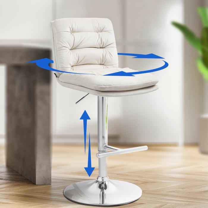 Barhocker HLO-CP247 Samt chrom ~ creme