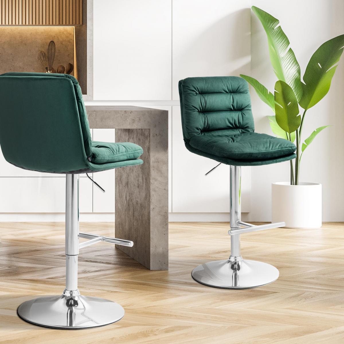 Barhocker HLO-CP247 Samt chrom ~ grn